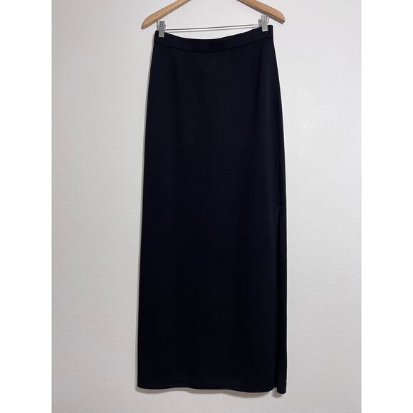 St John Basic Skirt Women 10 Black Santana Side Slit Classic - Picture 1 of 12
